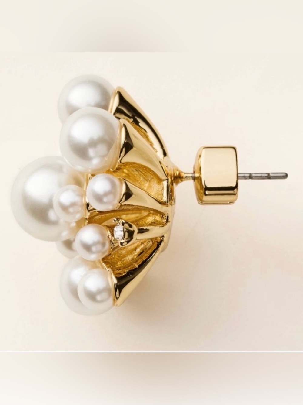 Kate Spade x Target Pearl Cluster Gold Tone Gemstones Earrings NWT - Picture 2 of 5